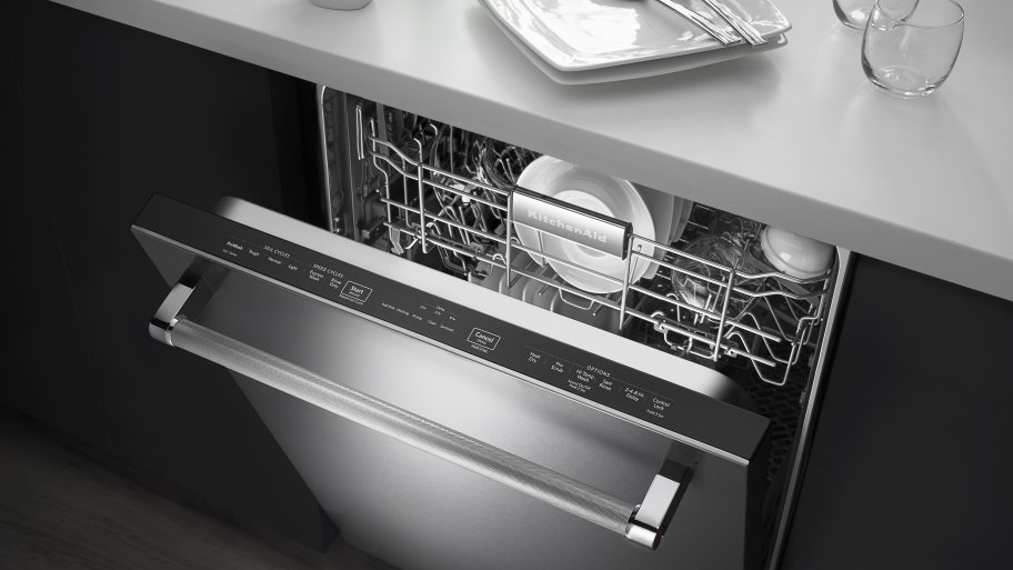 new stainless steel KitchenAid dishwasher